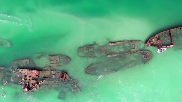 Пташине Око Вид Корабельні Аварії Tangalooma Брисбені Австралія Влітку — стокове відео