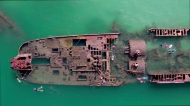 Brisbane Avustralya 'daki Tangalooma Gemi Kazaları' nın Kuş Gözü Manzarası