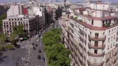 İspanya 'nın Tipik Barselona Sokakları ve Şehir Görüşleri