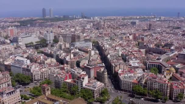 Ciudad Barcelona España Calles Con Vehículos Verano — Vídeo de stock