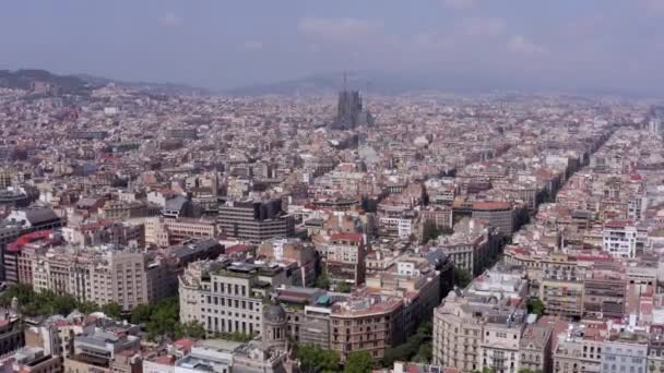 バルセロナ大聖堂市スペインスカイライン夏の景色 — ストック動画