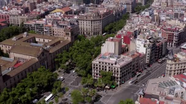 Barcelona Grand Bustling Gotik Şehrinde Ağaçlı Bir Cadde — Stok video