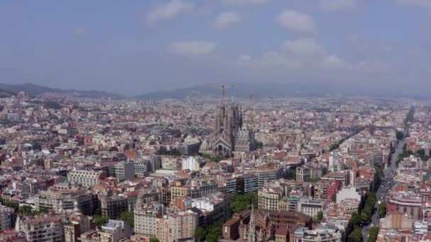 バルセロナ大聖堂市スペインスカイライン夏の景色 — ストック動画