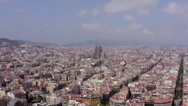 バルセロナ大聖堂市スペインスカイライン夏の景色 — ストック動画