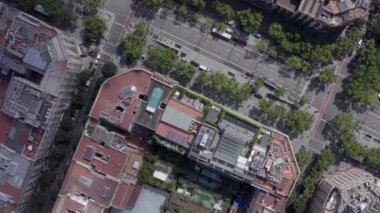 Araçlı CBD ve Sokakların Barselona Şehir Hava Görüntüsü