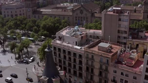 Barcelona University Square Spanyolországban Aerial View — Stock videók