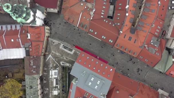 Bird Eye View Streets Shopping District Bratislava — Stock Video