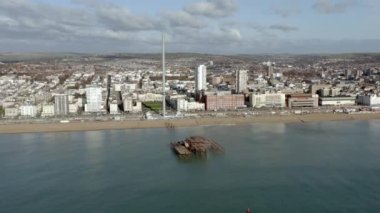 İngiltere 'deki Brighton Limanı' ndaki Batı İskelesi 'nin hava görüntüsü.