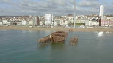İngiltere 'deki Brighton Limanı' ndaki Batı İskelesi 'nin hava görüntüsü.