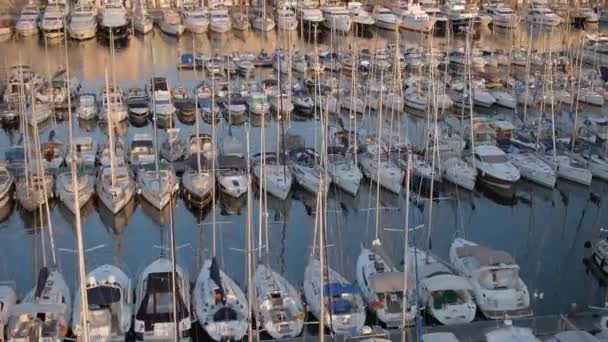 在戛纳一个港口停泊的游艇和船只 — 图库视频影像