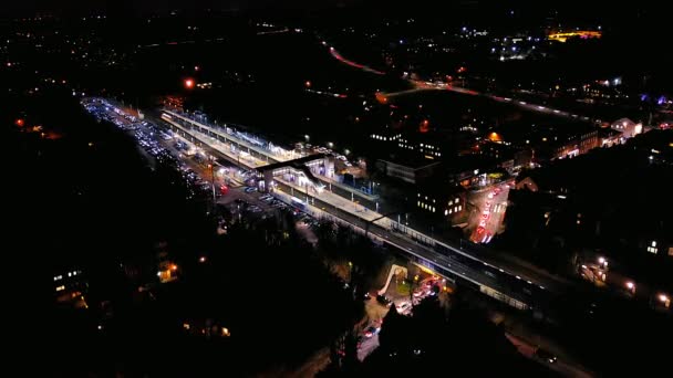 City Train Station Time Lapse Air — Stock video