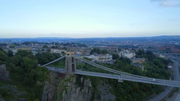 Vista Aérea Alto Nivel Del Puente Colgante Clifton Ciudad Bristol — Vídeo de stock