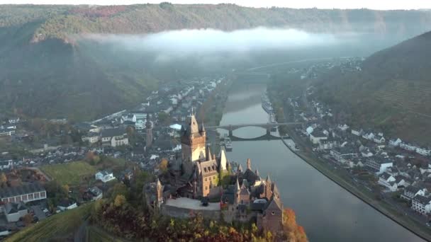 Veduta Aerea Cochem Del Suo Castello Germania — Video Stock