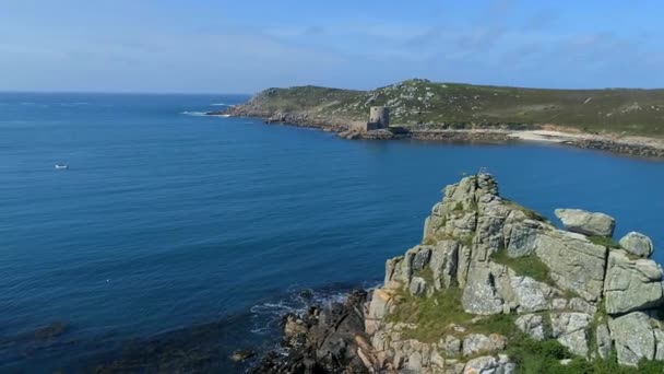 Luchtfoto Van Het Scilly Isles Sea Channel — Stockvideo