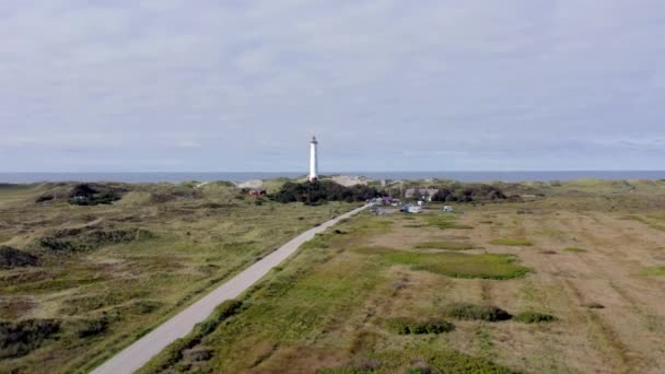 Faro Las Dunas Del Norte Dinamarca Lyngvig Fyr — Vídeos de Stock