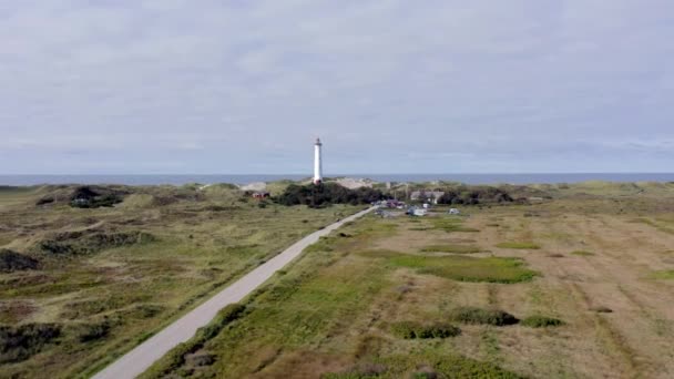 Lyngvig Fyr Kuzey Danimarka Nın Kumulları Nda Bir Deniz Feneri — Stok video