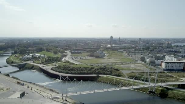 Fransa Daki Dunkirk Şehir Köprüsü Havadan — Stok video