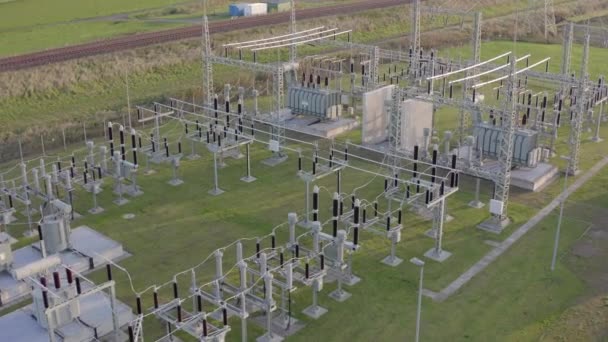 Electrical Power Substation Early Morning — Stock Video