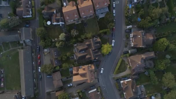 Vista Aves Inglés Calles Casas Jardines — Vídeos de Stock