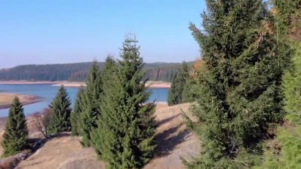 Flaje Water Reservoir Czech Republic Drone View — Stock Video