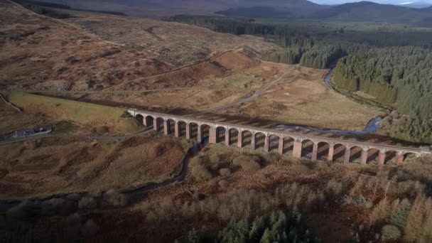 Luchtfoto Van Het Oude Viaduct Fleet Western Scotland — Stockvideo