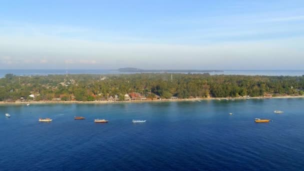 Rising Aerial View Gili Isles Bali Indonesia — Stock video