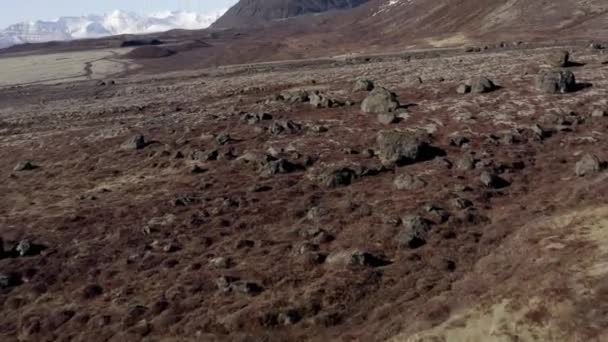 Panorama Vedute Aeree Attraverso Aspra Islanda Montagnosa Inverno — Video Stock