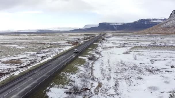 Auto Guida Strade Islandesi Durante Inverno — Video Stock