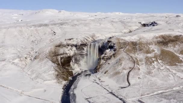 Cachoeira Skogafoss Dos Marcos Icônicos Atração Turística Islândia — Vídeo de Stock