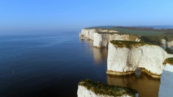 Old Harry Rocks Ένα Φυσικό Παράκτιο Χαρακτηριστικό Της Αγγλίας Από — Αρχείο Βίντεο