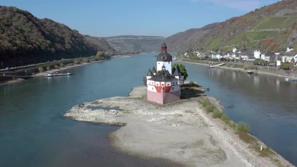 Unique Abandoned Toll Castle Rhine Valley Germany — Stock Video