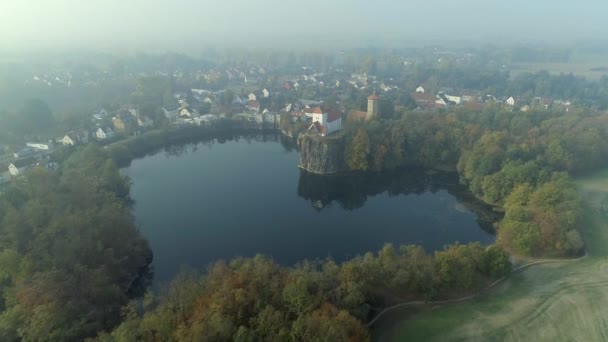 Kirchbruch Heart Lake Germany Aerial View Sunrise — 图库视频影像