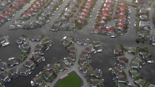 Aerial Overview Lemmer Town Marina Netherlands — Stock Video