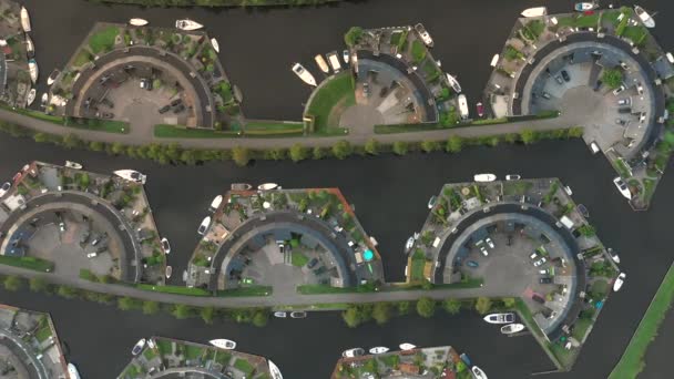 Bird Eye View Van Lemmer Marina Strange Cogs Geometrische Vormen — Stockvideo