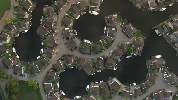 Bird Eye View Lemmer Marina Unusual Cogs Geometric Shapes — Stock Video