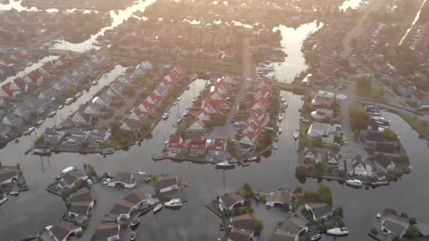 Przegląd Lotu Ptaka Lemmer Town Marina Holandii — Wideo stockowe