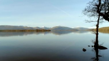 İskoçya 'daki Lomond Gölü Ağaçları ve Kıyısı