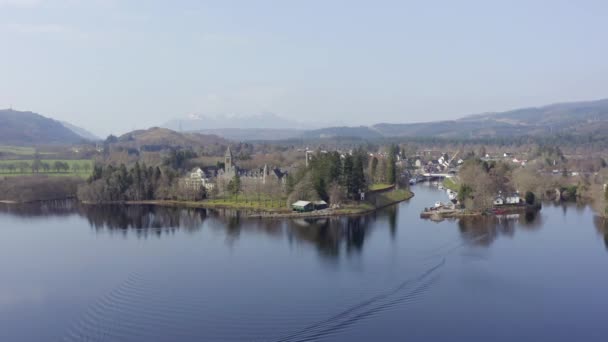 Vista Aérea Fort Augustus Nas Costas Loch Ness Escócia — Vídeo de Stock