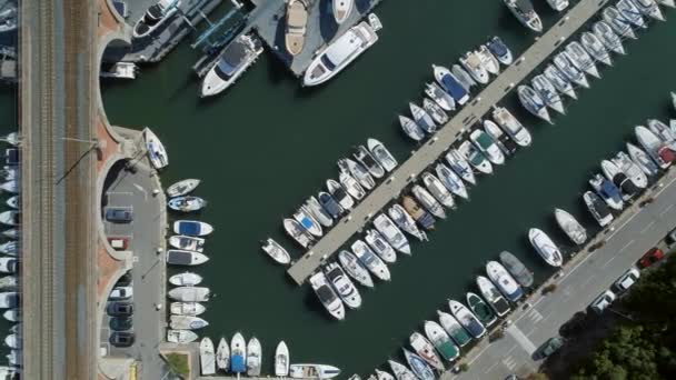 鳥の目ヨットとボートのマリーナの眺め — ストック動画