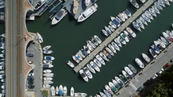 Vista Del Ojo Pájaro Yate Barco Marina — Vídeos de Stock