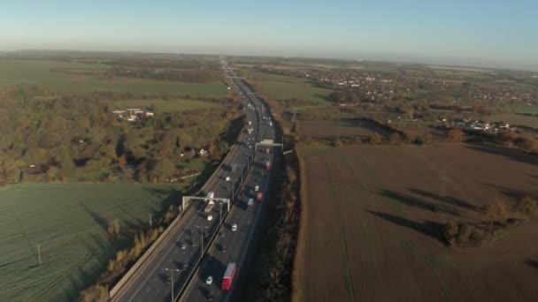 Motorway Countryside Aerial View — Stock Video