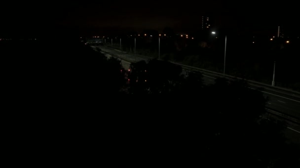 Noche Tiempo Autopista Cierre Camino Obras Revelar — Vídeos de Stock