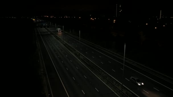 Noche Tiempo Autopista Cierre Carretera Obras — Vídeo de stock