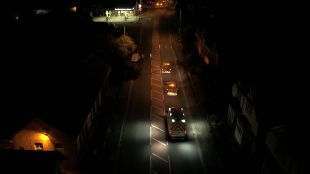 Οχήματα Επισκευής Αυτοκινητοδρόμων Στην Αστική Περιοχή Νύχτα — Αρχείο Βίντεο