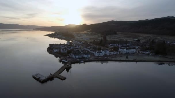 Oban Loch Side Town Skottland Vid Solnedgången — Stockvideo