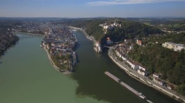 Almanya 'daki Passau Şehri Hava Genel Görünümü