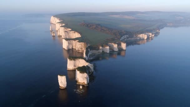 Vieux Harry Rocks Sur Côte Jurassique Angleterre Air — Video