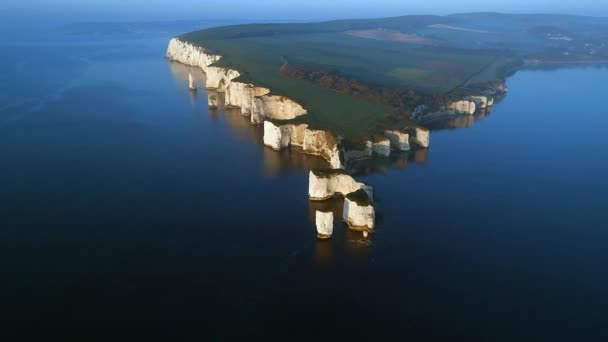 Old Harry Rocks Natural Coastal Feature England Air — Stock video