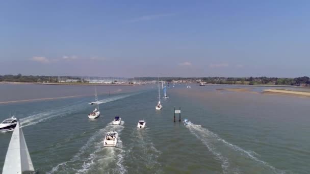Aerial View Pleasure Boats Sunny Day — Stock Video