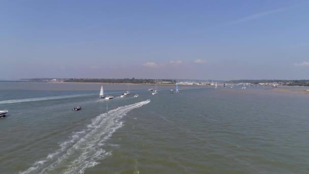 Aerial View Pleasure Boats Sunny Day — Stock Video